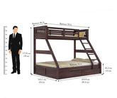 Essen Solid Sheesham Wood Bunk Bed With Two Drawers (Walnut Finish)